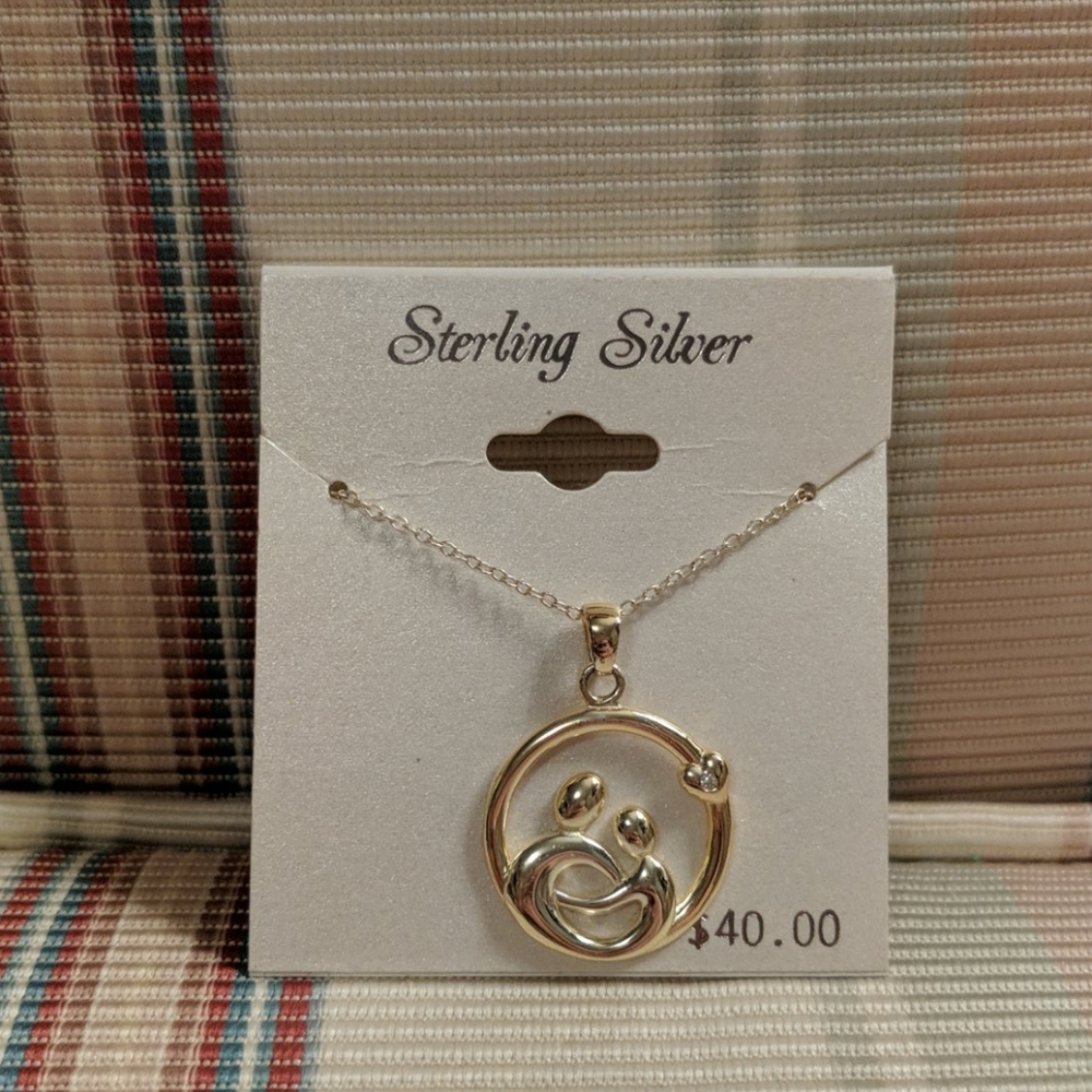 Sterling silver couple /parent necklace